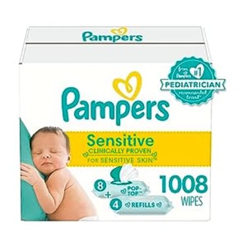 Pampers Sensitive Water Based Hypoallergenic and Unscented Baby Wipes Combo, 1008 count (Packaging May Vary)