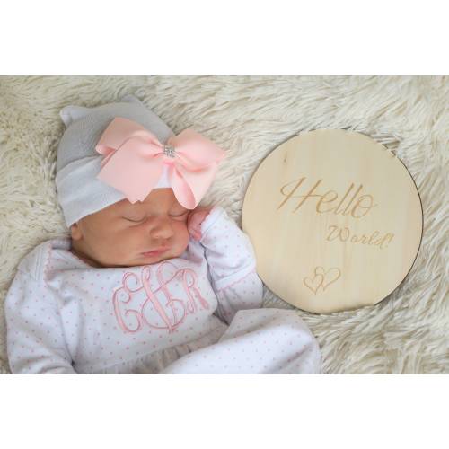 Baby girl coming home outfit,Monogrammed gown,Personalized Baby gift,Monogrammed sleeper,pima cotton, newborn pictures, shower gift,pink dot