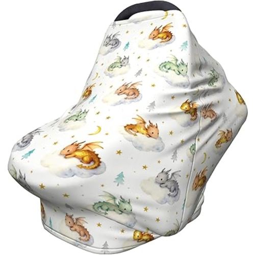 Cute Dragon Car Seat Covers Baby Multi-Use Car Seat Canopy Carrier Cover, Breathable Breastfeeding Cover Boys & Girls