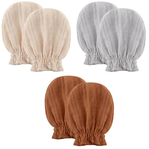Pro Goleem Muslin Baby Mittens for Newborn, 100% Cotton No Scratch Soft Breathable Gloves for Boys and Girls 0-6 months