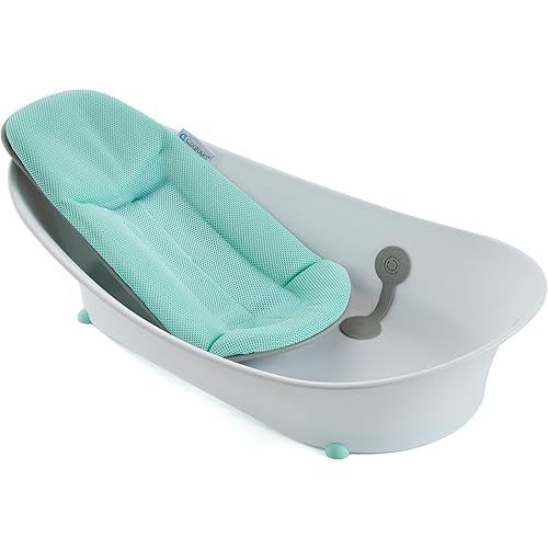 Contours Oasis 4-in-1 Baby Bathtub, Portable Infant Bath Seat for Newborn to Toddler Support, Mint - Includes Quick-Dry Mesh Pad, Non-Slip Base