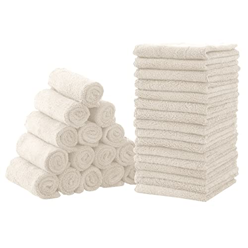 CORAL DOCK Baby Washcloths, Newborn Essentials Super Absorbent Baby Wipes, Gentle on Sensitive Skin for New Born Face, Baby Registry as Shower for Girls and Boys, Cream, 9x9 Inch (Pack of 32)