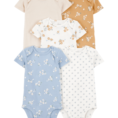 Multi Baby 5-Pack Floral Short-Sleeve Cotton Bodysuits | Carter’s Oshkosh Canada