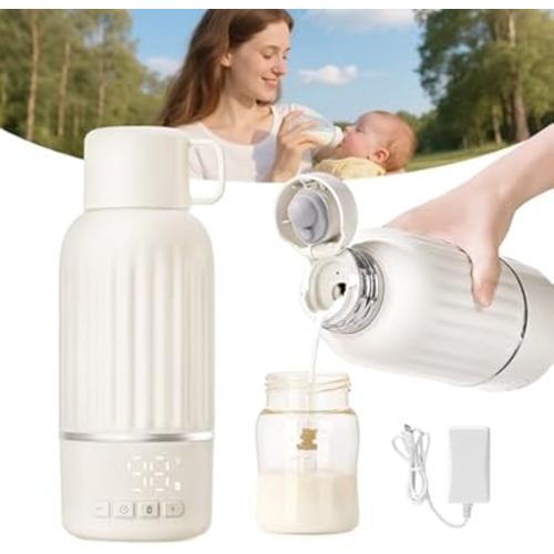 Snow Bear Portable Bottle Warmer for Travel, Fast Heating in 2.5 Mins for Breast Milk, 10200mAh Battery with LED Display, 17oz Large Capacity, Baby Bottle Warmer with Precise Temperature Control