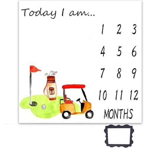 Monthly Baby Milestone Blanket 40"x40" Golf Carts Photography Blanket for Babies New Moms Growing Infants Toddler Blanket BTMYLU45