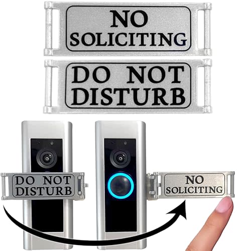 Universal Fitting Doorbell Cover that Rotates from DO NOT DISTURB to NO SOLICITING - Horizontal & Vertical Mode, Easy to Install, No Tools/Mods Needed - Sign Blocks Any Video or Standard Button Ring