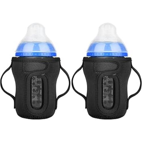 Beautyflier Glass Baby Bottle Sleeve Covers for Tommee Tippee Nature Baby Bottles with Dual Handle, 3.8mm Thicken Heat and Cold Retention Baby Bottle Sleeve (9OZ, Black)