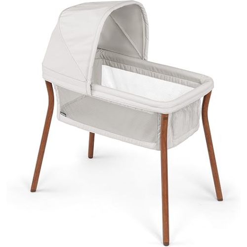 Chicco LullaGo® Anywhere LE Portable Bassinet, Space-Saving Baby Bassinet with Canopy, Waterproof Mattress and Fitted Sheet, Includes Carry Bag | Serene/Beige