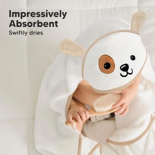 KeaBabies Baby Hooded Towel - Viscose Derived from Bamboo Baby Towel, Toddler Bath Towel, Infant Towels, Large Hooded Towel, Soft Baby Towels with Hood for Girls, Babies, Newborn Boys (Dog)