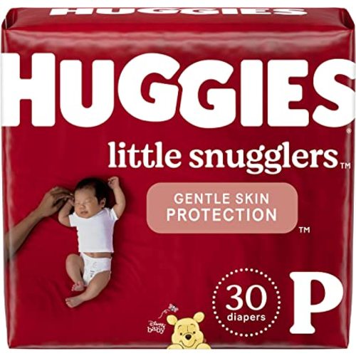 HUGGIES Little Snugglers Baby Diapers, Size Preemie, 30 Count, Convenience Pack (Packaging May Vary)
