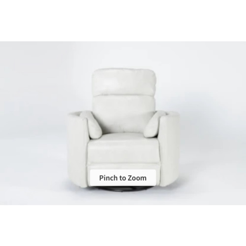Rayna Ivory Leather Nursery Power Swivel Glider Recliner with Built-In Battery & USB | Rocker | Living Spaces