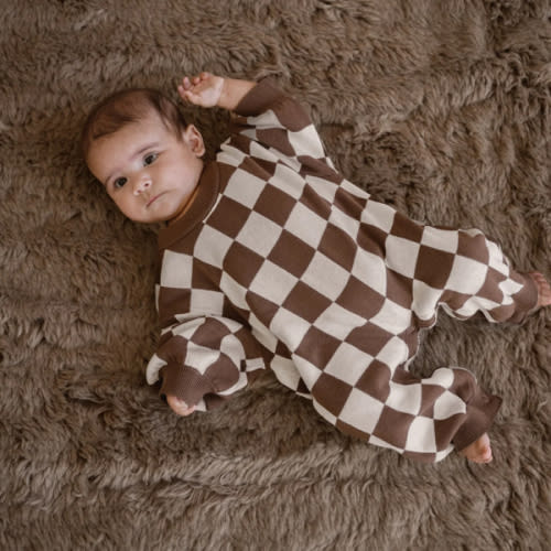 Knitted Lounge Suit - Chocolate - 3-6 months