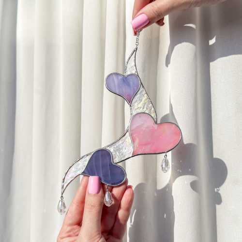 Handmade Stained Glass Heart Suncatcher. Unique Mother's Day Gifts. Whimsical Window Decor. Romantic Home Accent for Mom and Loved Ones