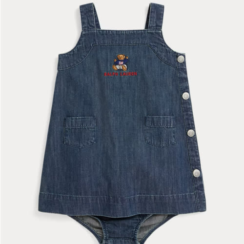 Polo Bear Denim Overall Dress