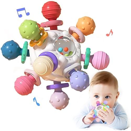 Baby Sensory Teething Toys for Babies 0-6 Months, Montessori Toys Baby Teether, Developmental Infant Toys Gifts for Boys Girls 0 3 6 9 12 Months 1 One Year Old, Newborn Essentials Must Haves