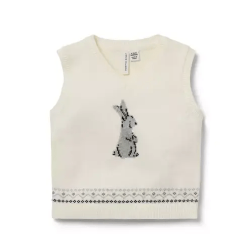 Newborn Cream And Sugar Fair Isle Baby Bunny Fair Isle Sweater Vest by Janie and Jack