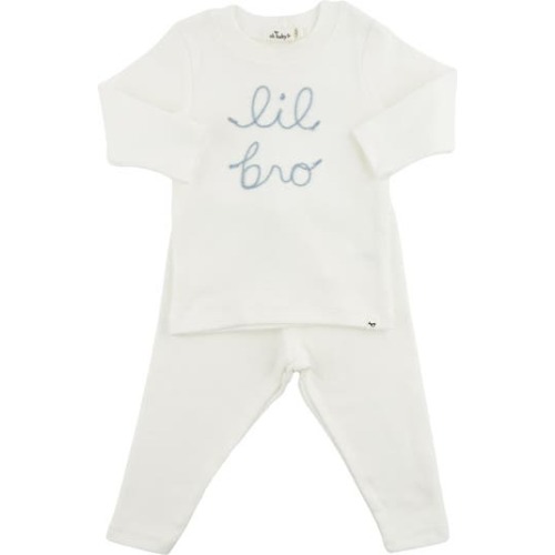 "lil bro" Fog Embroidered Two Piece Set