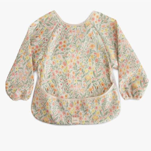 mushie Long Sleeve Baby Bib | Water Resistant Adjustable Fit for Ages 6-24 Months
