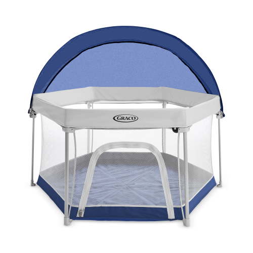 Graco Pack 'n Play LiteTraveler LX Playard, Compact Folding, Indoor/Outdoor Use, UV 50 Canopy, Blue