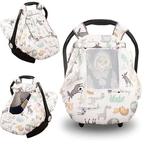 Car Seat Cover Baby, Minky Baby Car Seat Cover, 3 in 1 Carseat Sover for Winter, Winter Carseat Cover for Baby with Storage Bag…
