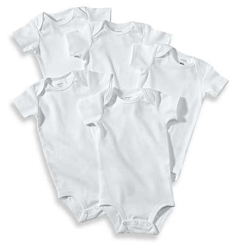 carter's® - Newborn 5-Pack Cotton Short Sleeve Bodysuits in Whitecarter's®