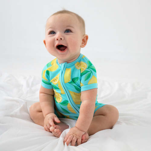 Blue Sunny Citrus Shorty Zippy – Little Sleepies