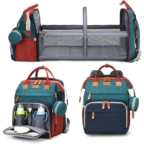 Jeryswet Baby Diaper Bags with Changing Station, Waterproof Large Capacity Diaper Bag Backpack for Moms Dads with USB Charging Port and Stroller Straps, Baby Shower Gifts, RGB