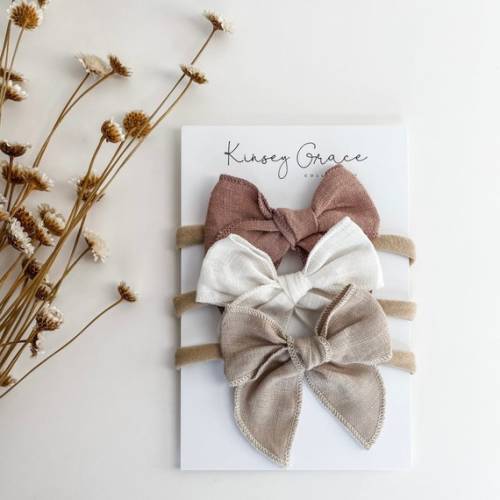 Boho Baby Bows Baby Headband Set Baby Girl Hair Bows - Etsy