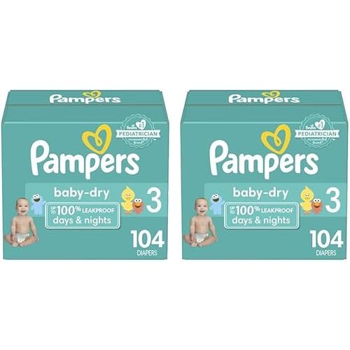 Pampers Baby Dry Diapers Size 3 104 Count (Pack of 2)
