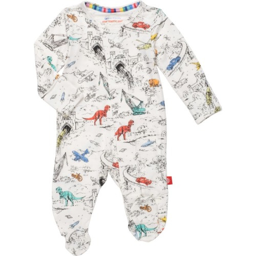 Baby Adventure Quest Magnetic Footie, 9-12M, White/ Yellow Multi