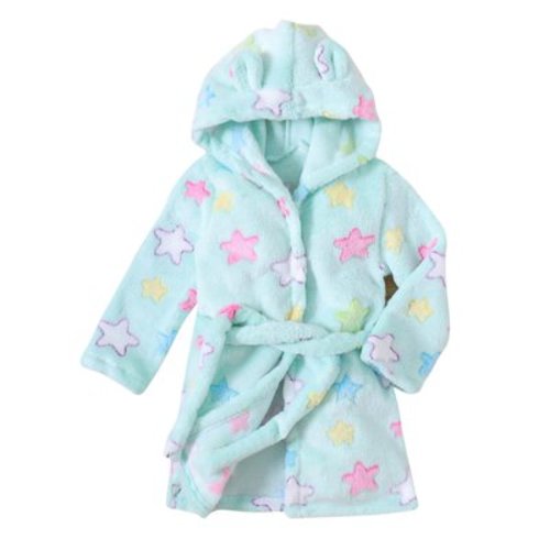 BLVB Unisex Baby Hooded Bathrobe Kids Flannel Pajamas Dressing Gown for Toddler Boys Girls