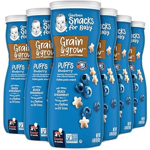 Gerber Baby Snacks Puffs, Blueberry, 1.48 Ounce (Pack of 6)