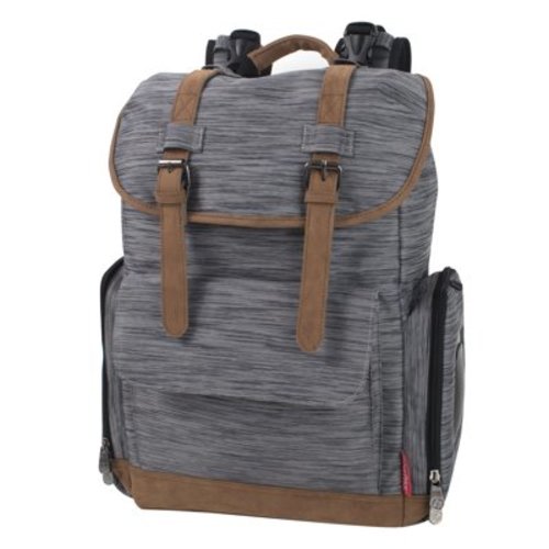 Fisher-Price Cairn Adjustable Backpack Diaper Bag with Insulated Bottle Pocket, Heather Gray