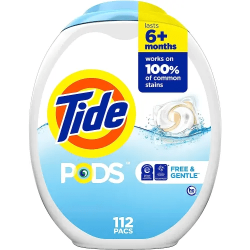 Tide PODS Free and Gentle Laundry Detergent Soap Pacs, 112 Count, Unscented Hypoallergenic Laundry Detergent for Sensitive Skin