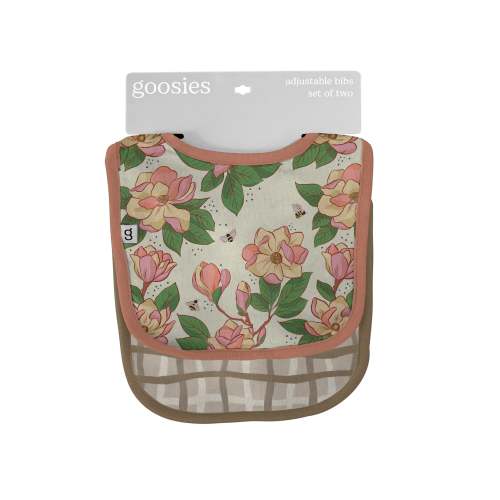 Bib Set of 2 (Magnolias/Tan Wavy Plaid)