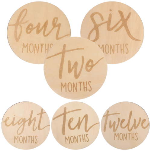 CCOCC 6 pcs Baby Monthly Milestone Marker Monthly Milestone Discs Wooden Monthly Milestone Signs