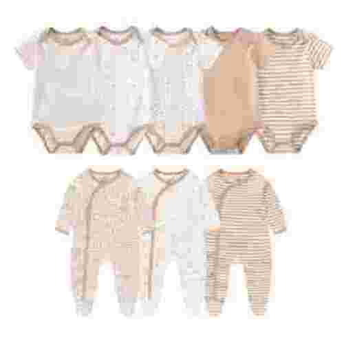 Falianni Unisex Newborn Essential 8-Pieces Cotton Soft Baby Layette Gift Sets,0-12M