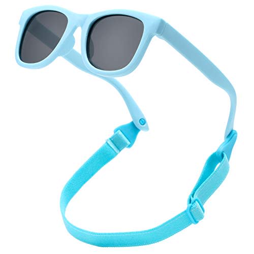 COASION Bendable Flexible Polarized Newborn Baby Sunglasses with Strap for Infant Boys Girls Age 0-12 Months CA8042