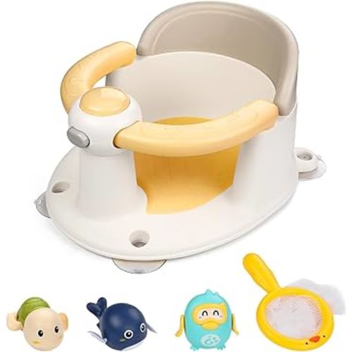 Baby Bath Seat for Babies 6 Months & Up,Infant Bathtub Chair with Suction Cup,Non-Slip,Safe Infant and Toddler Bath Seat for Sitting Up,Baby Bath tub Seat(Yellow)