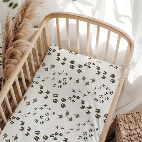Woodland Nursery Crib Sheet Animal Track Crib Bedding Farm Animal Nursery Crib Sheet Woodland Baby Shower Gift for Baby Crib Bed Sheet Farm