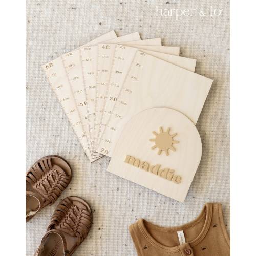 Personalized Wooden Growth Chart | Boho Sunshine | Growth Height Chart | Measuring Stick | Ruler | Growth Chart Ruler | Kids Room Decor