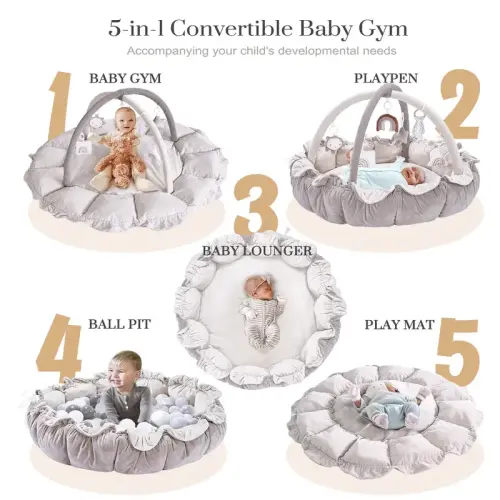 5-in-1 Thick & Plush Baby Play Gym, Tummy Time Play Mat with - TikTok Shop