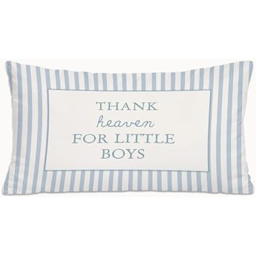 Boys Nursery Decor 12x20 Pillow Cover,Thank Heaven for Little Boys Decorations,Newborn Gifts,Baby Shower Decorations Gift，Blue Throw Pillow Covers Pillowcases for Toddler Boy Bedroom Playroom