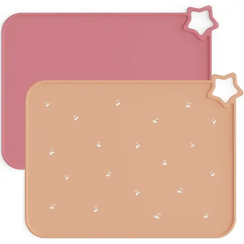 Moonkie Silicone Placemats for Baby & Kid, Stain-Proof Non-Slip Toddler Food Mats Eating Table Mat with 2 Packs