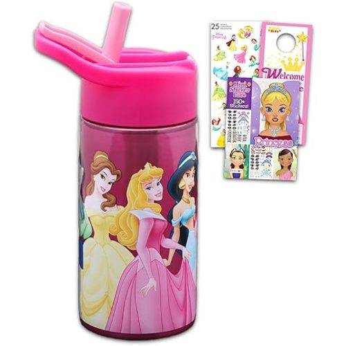 Disney Princess Stainless Steel Water Bottle for Girls - Bundle with Disney Princess Reusable Water Bottle for Home, School, Plus Stickers, More | Disney Princess Water Bottle