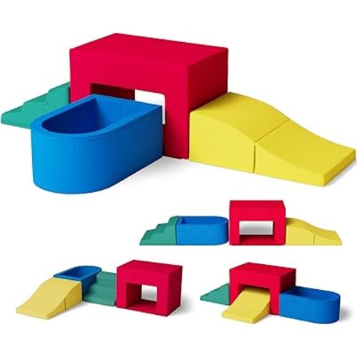 4 Piece Velvet Installation-Free Toddler Climbing Toys for Indoor Use, Foam Climbing Blocks for Toddlers 1-3, Soft Play Climbing Set, Easy to Clean