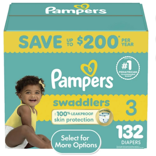 Pampers Swaddlers Baby Diapers Size 3, 132 Count (Select for More Options)
