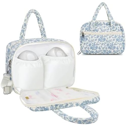 rain bunny Cotton Quilted Wearable Breast Pump Bag Compatible With Elvie, Willow and Momcozy, Pumping Bag for Work, Travel