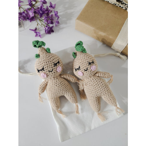 Mandrake doll - Wizard School - Sleeping Petunia - Crochet handmade 100 % cotton - Unique amigurumi - trendy fandom - cute baby shower gift