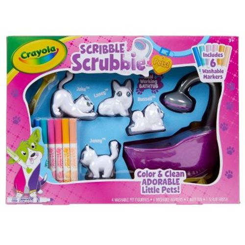 Crayola 12pc Scribble Scrubbie Pets Tub Set: Washable Marker Craft Kit For Kids, Drawing & Coloring Activity, Ages 3+